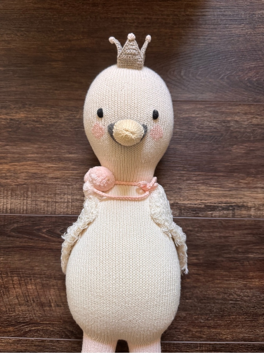 Cuddle + Kind Harlow the Swan Hand Knit Doll Pink Crown Ballerina Plush 20” - Picture 8 of 9